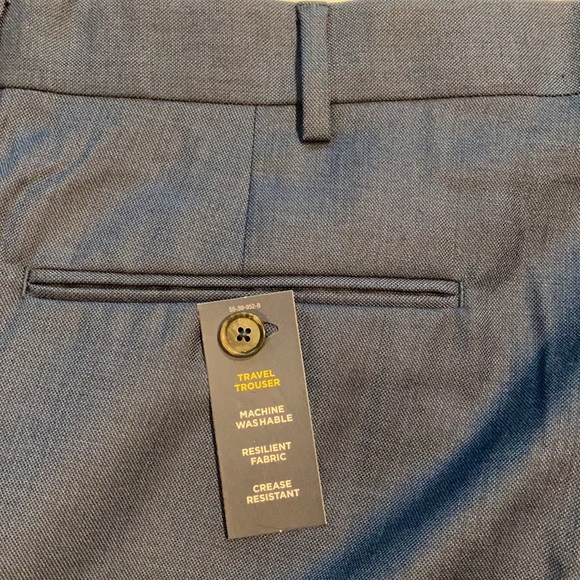 Stafford SZ 44 x 32 Mid Blue Classic Fit Flat Front Trousers Dress Pants - Picture 6 of 12